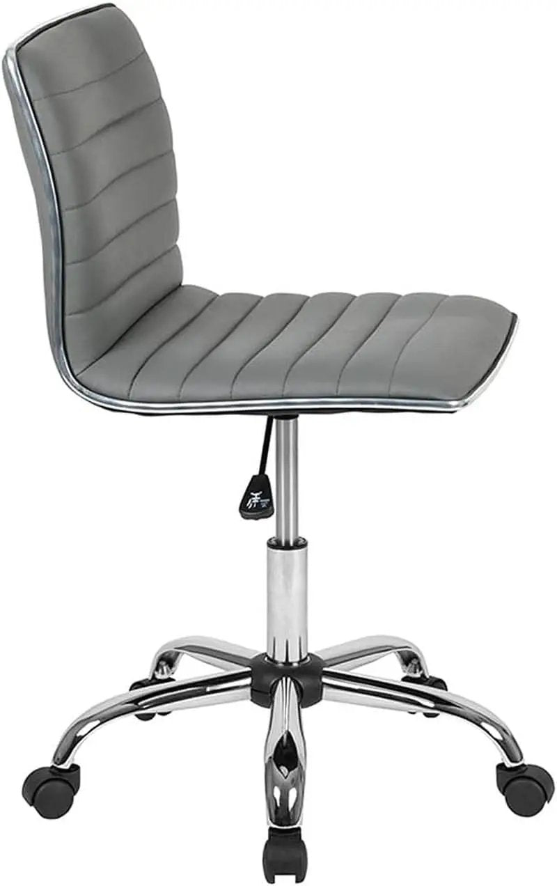 Alan Low Back Light Gray Ribbed Swivel Office Chair from PriceLows™