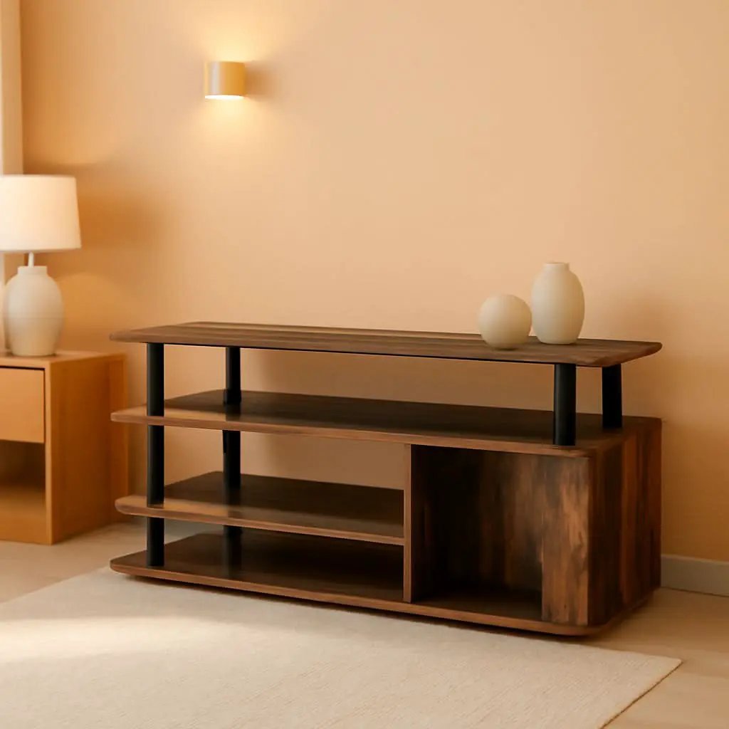 TV Stand For 50 Inch TVs Amber Pine Black Rustic Modern from PriceLows™