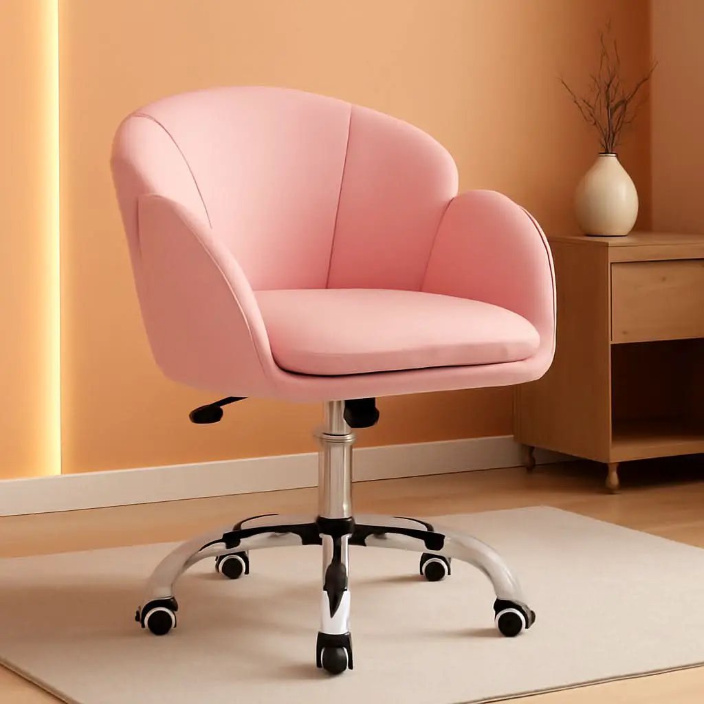 Pink Petal Desk Chair Swivel Upholstered Office Chair from PriceLows™