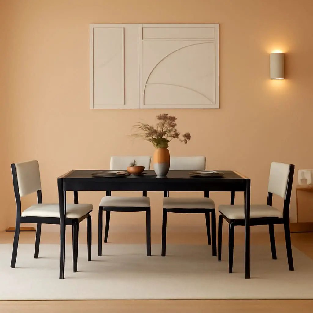 Mingle 55 Inch Modern Rectangular Dinner Table Burnt Black from PriceLows™