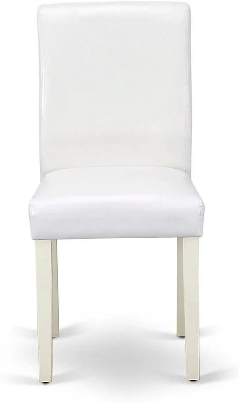 Parson Dining Chairs White Faux Leather Upholstered Pair from PriceLows™