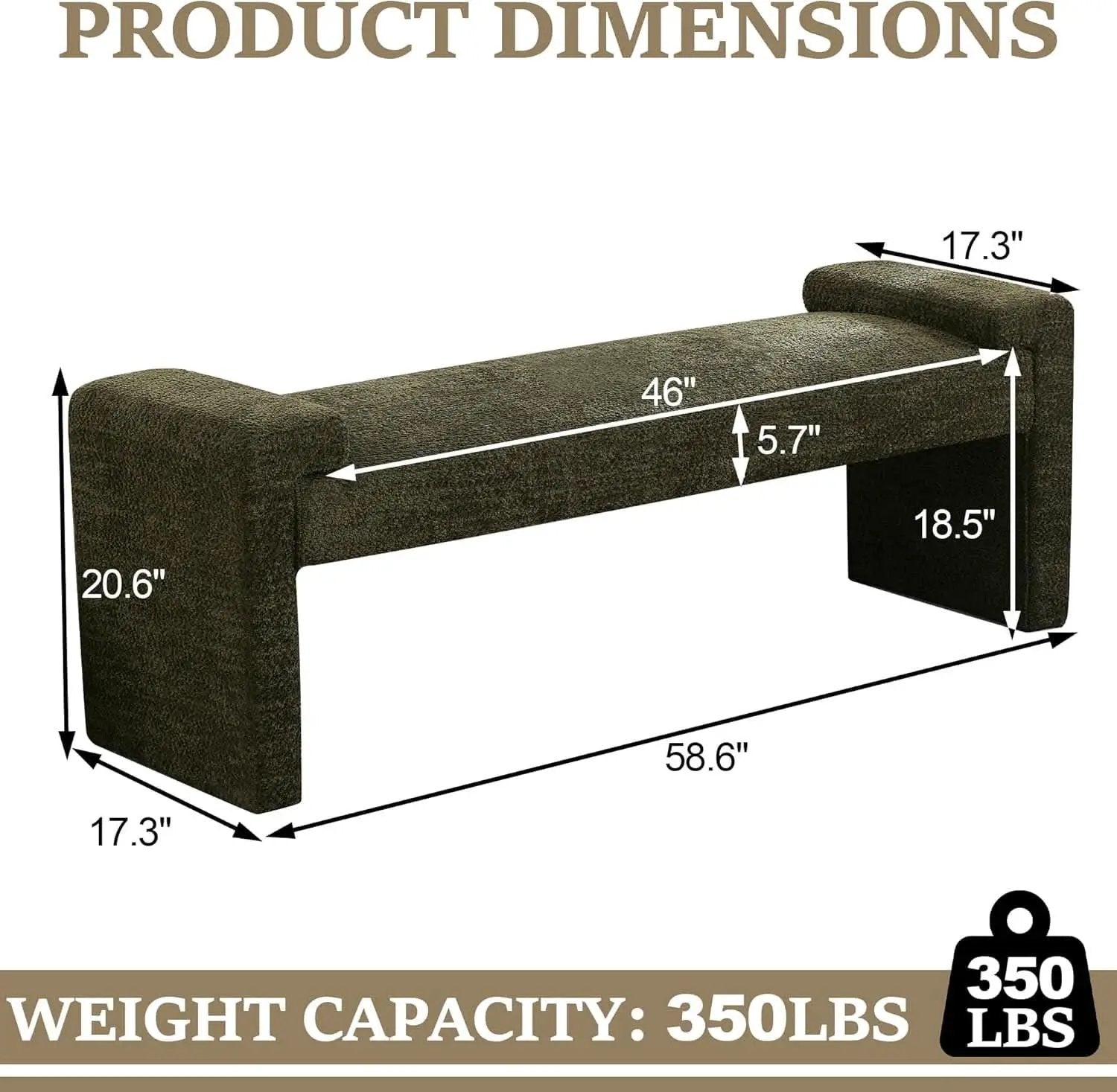 Green Upholstered End Of Bed Bench Curved Wood Frame from PriceLows™