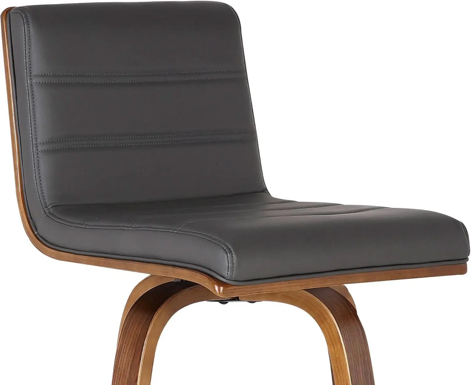 Mid-Century Modern Barstool Grey Faux Leather Wood Finish from PriceLows™