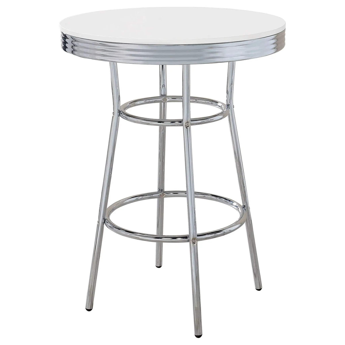 Retro Round 30-inch 1950's Bistro Pub Height Bar Table | 30 x 30 x 41.75 in | Home Furniture | White