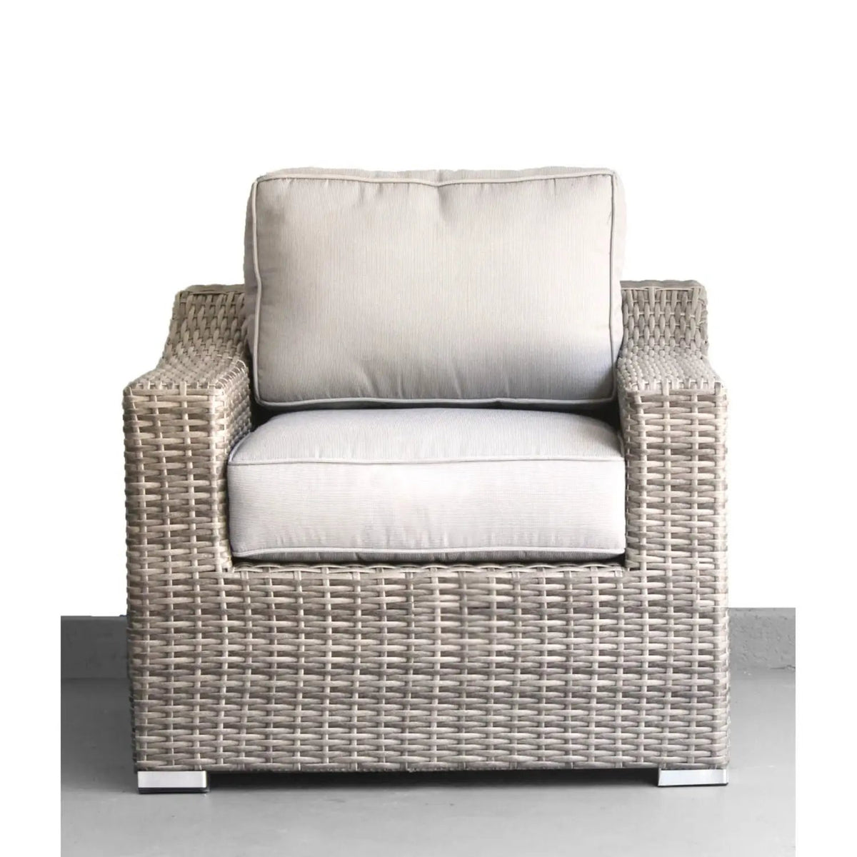 Outdoor Wicker Conversation Set | All-Weather Resin | Tempered Glass Table | 5 Inch Cushions