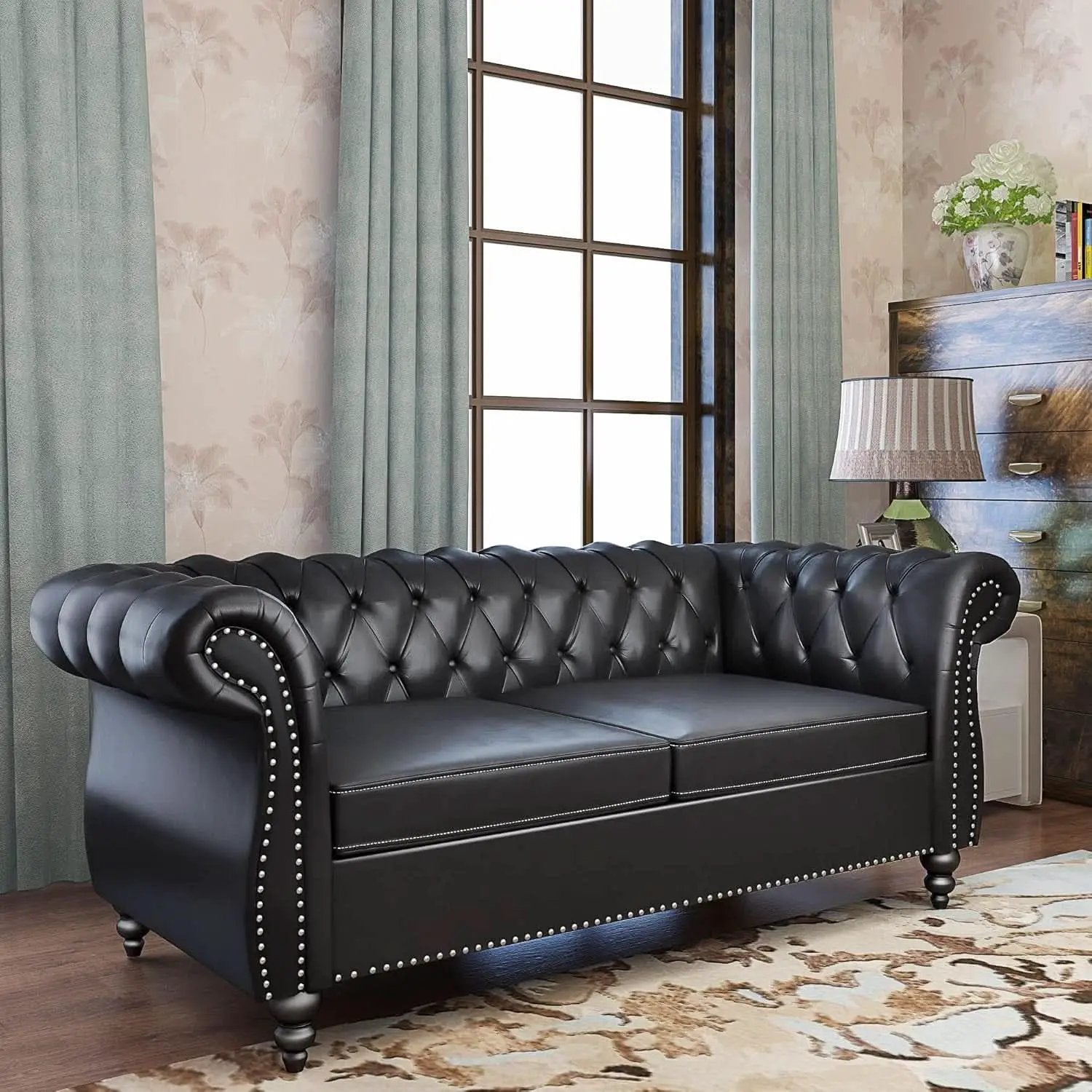 3 Piece Living Room Sectional Sofa Set Black Modern from PriceLows™