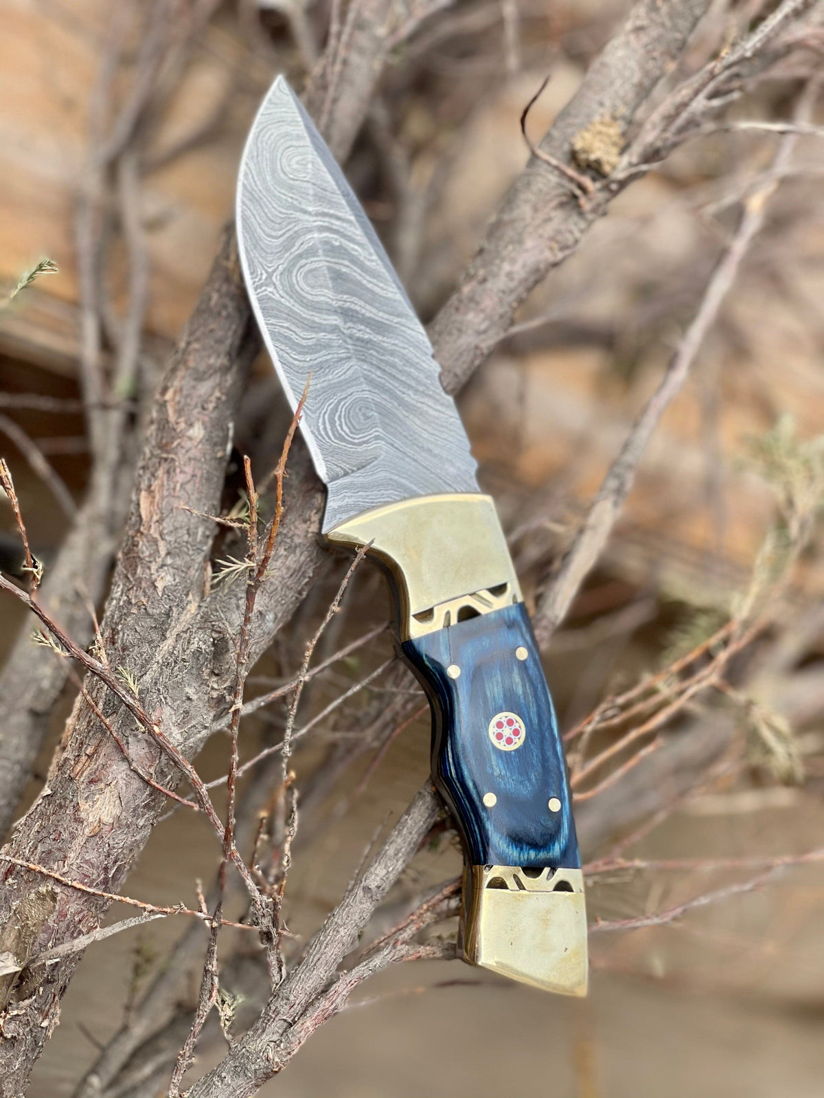 Hunting Knives 9" Forged Damascus Steel Blade with Pakka Wood Handle, Brass Bolster | 9 Inch | Damascus Steel | hunting Knife