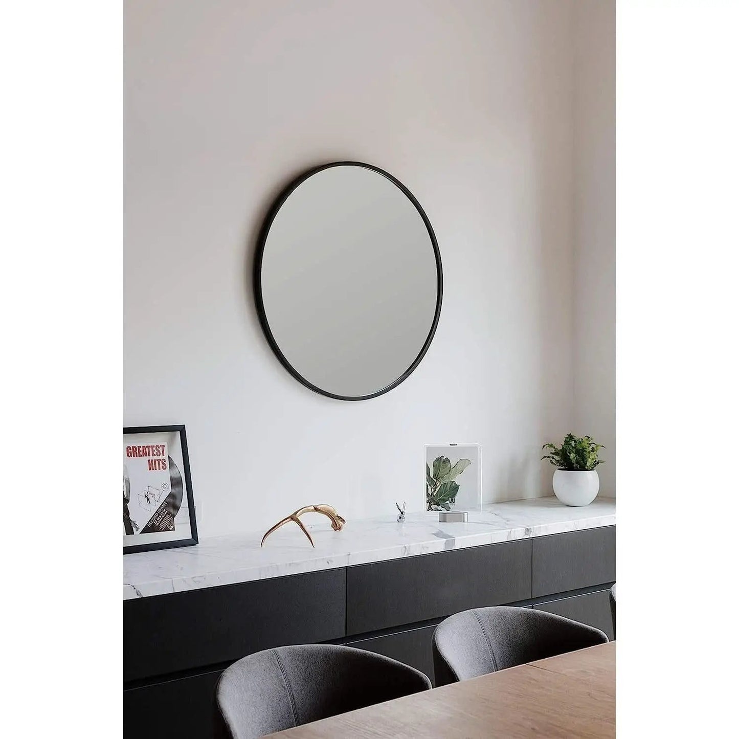 Round Rubber Wall Mirror 37 Inch Diameter With Protective Rubber Frame from PriceLows™