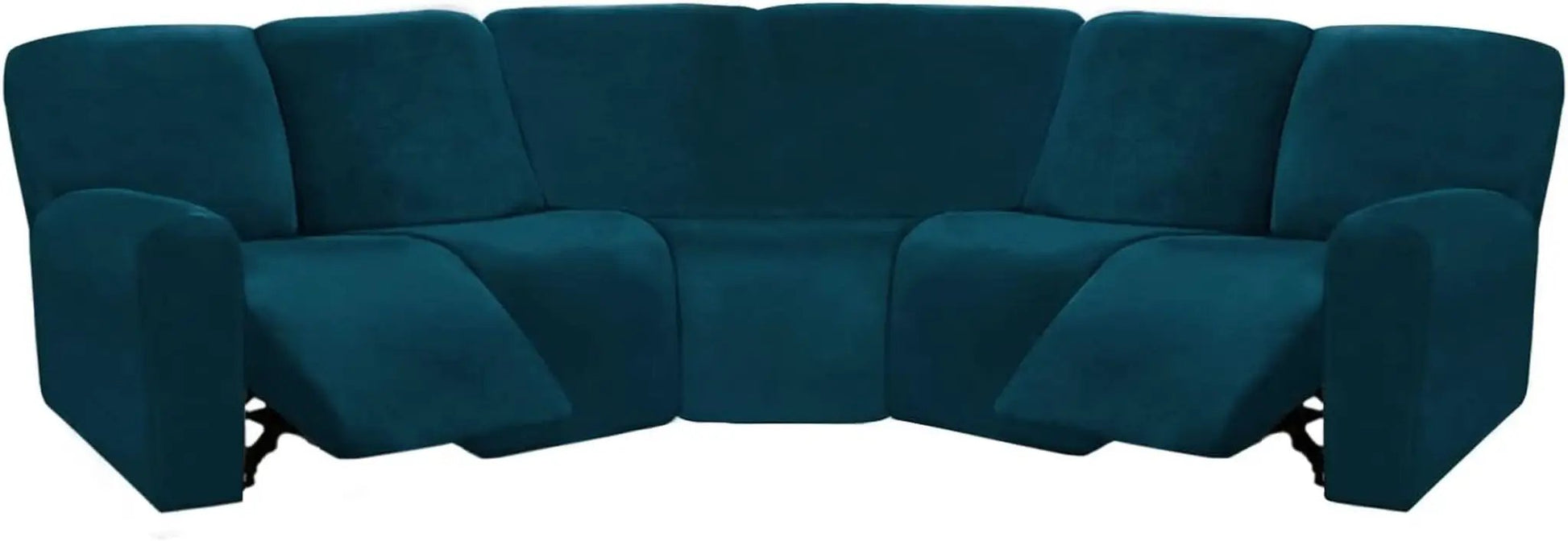 Velvet Seven Piece Sectional Recliner Sofa Cover Deep Teal from PriceLows™