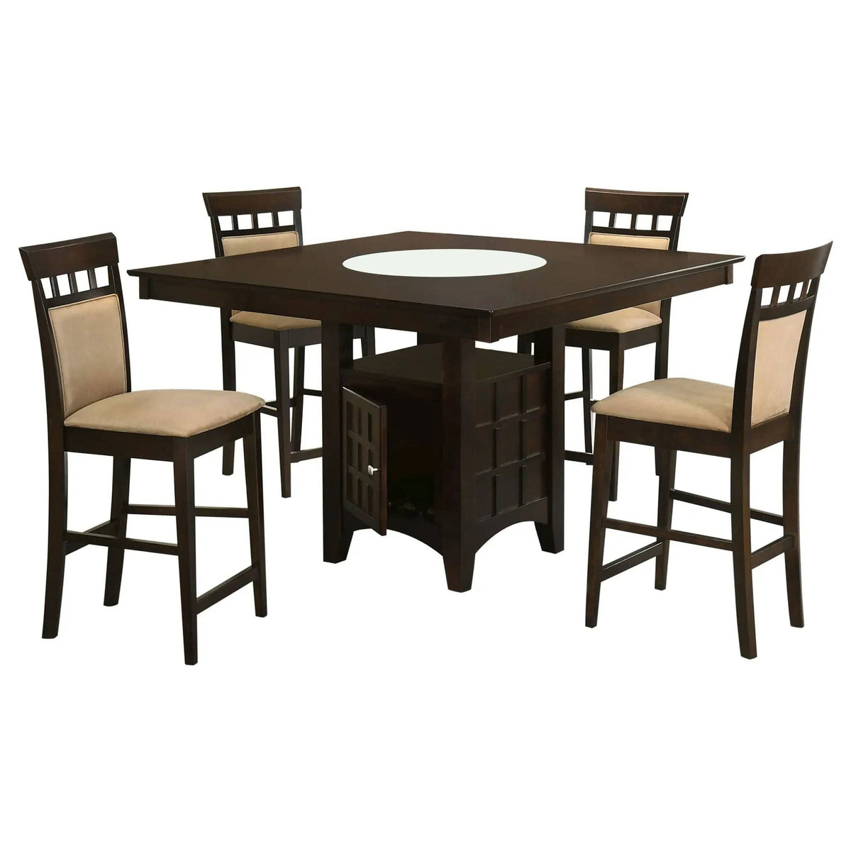 Gabriel 5-piece Square Counter Height Dining Set (Style 2) | 5-Piece Set | Rubberwood & Engineered Wood | Cappuccino