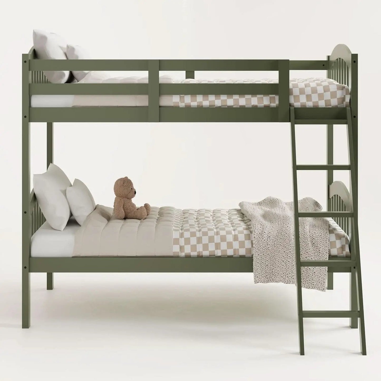 Olive Twin Over Twin Bunk Bed Converts To Two Beds from PriceLows™