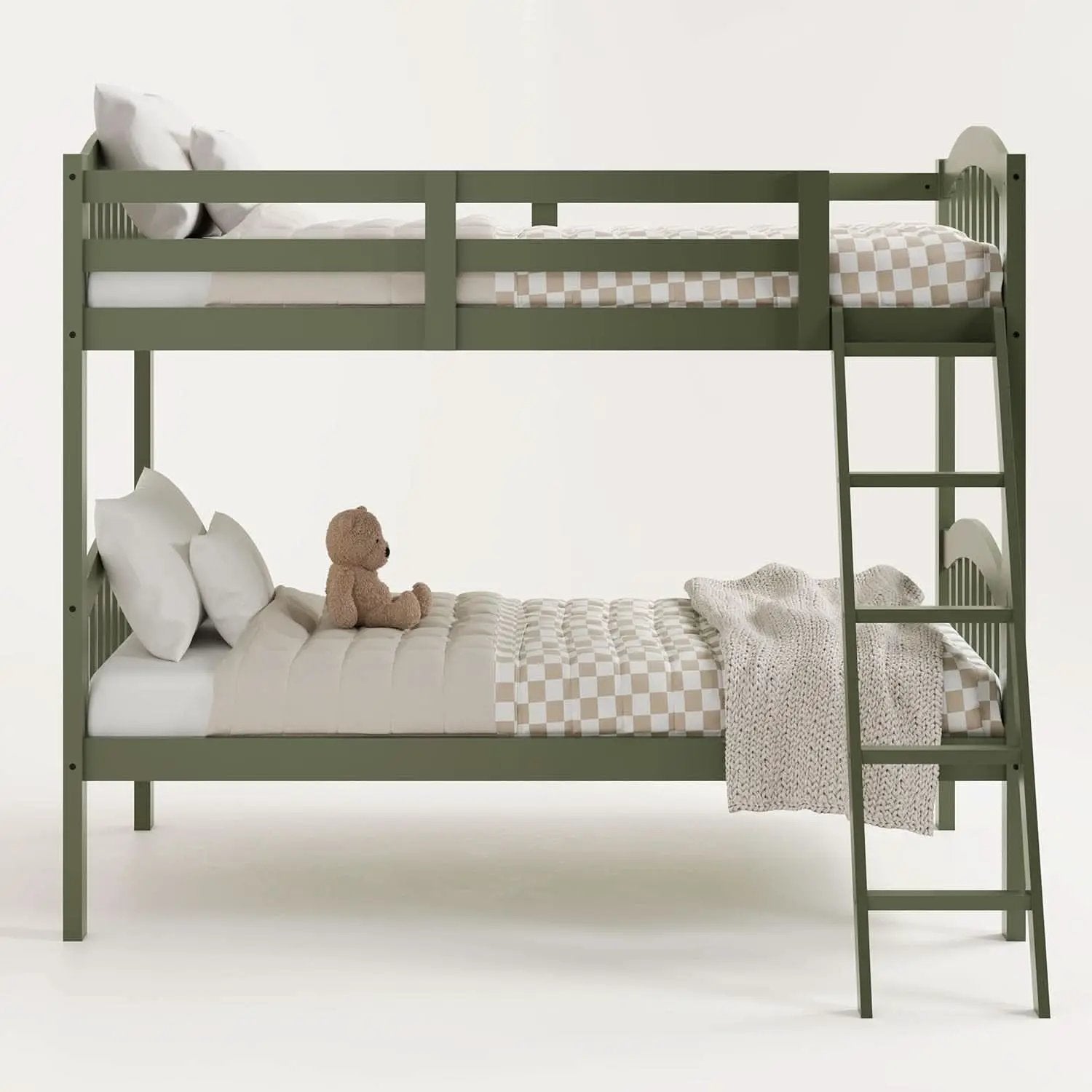 Olive Twin Over Twin Bunk Bed Converts To Two Beds from PriceLows™