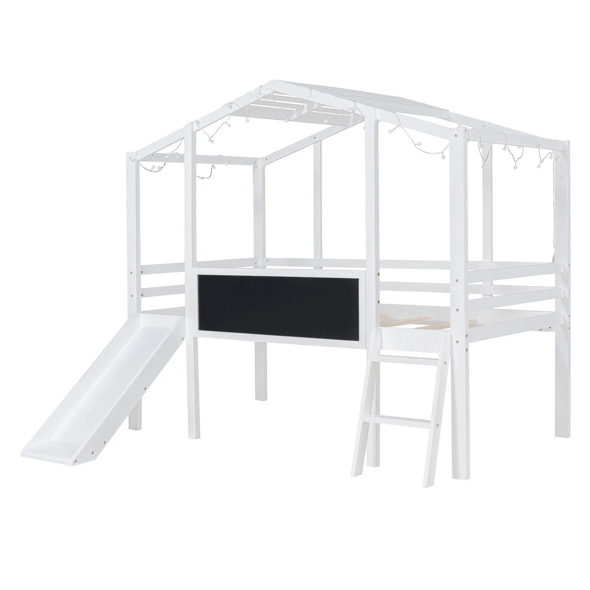 Loft House Bed | Ladder And Slide | Roof Light Strip | Safety Guardrail