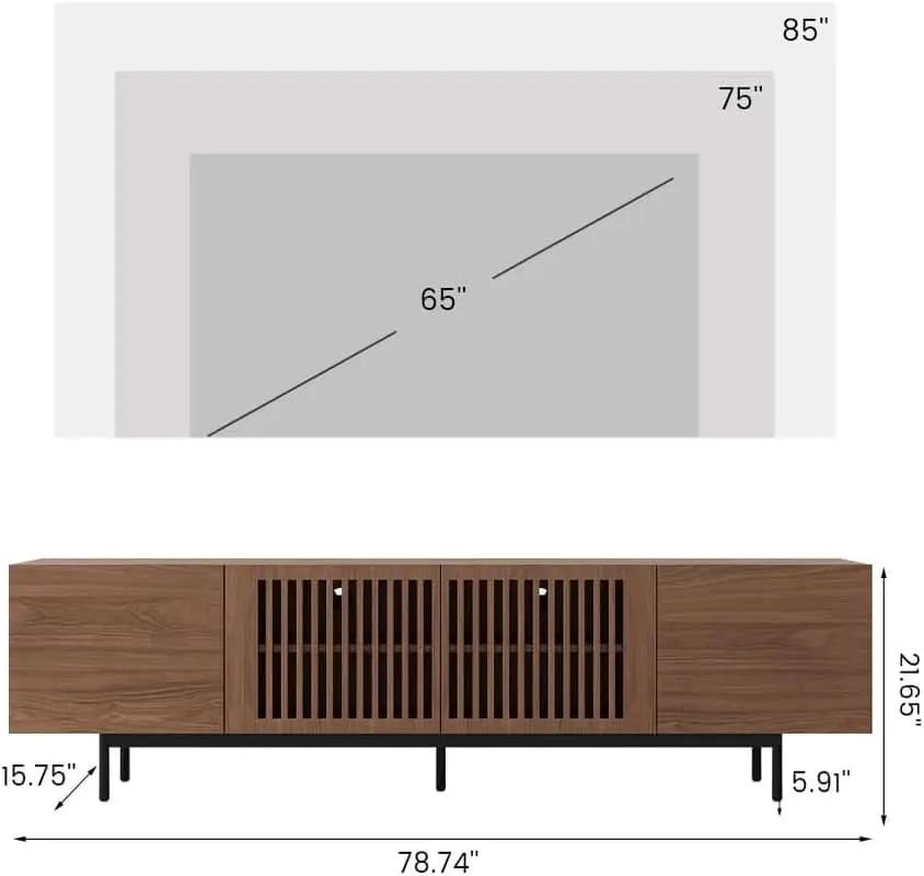 Solid Wood TV Stand For 70 To 75 Inch TV With Walnut Veneer from PriceLows™
