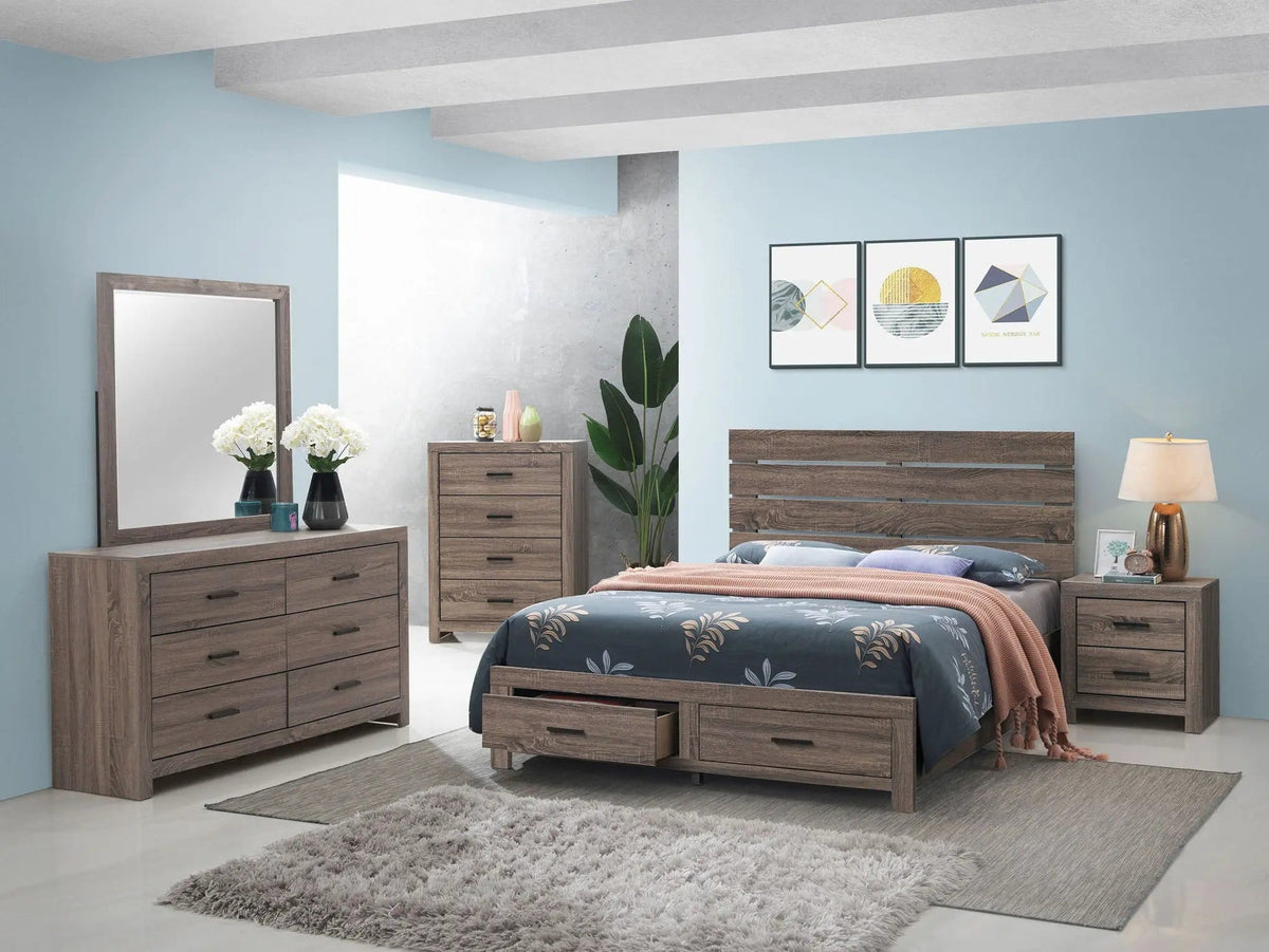 Brantford 5-piece Queen Bedroom Set Barrel (Style 2) | 5-Piece Set | Engineered Wood & Veneer | Oak