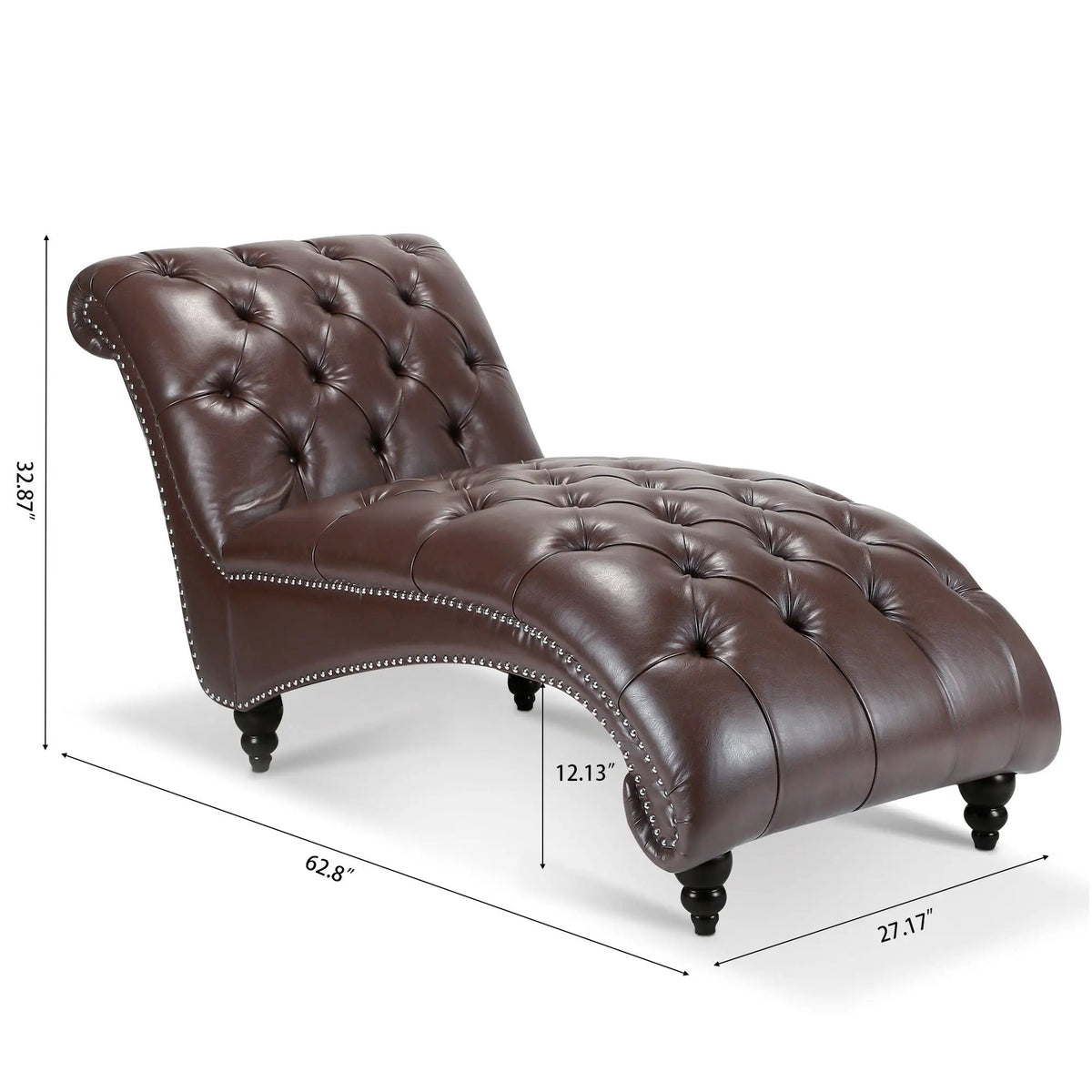 Tufted Armless Chaise Lounge | High Density Foam | Bubble Nail Trim