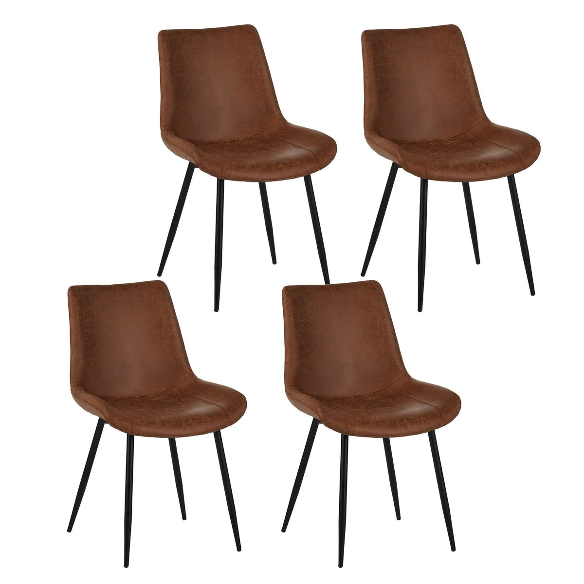 Dining Chairs | Set Of 4 | Brown | Water-Resistant PU Leather Seat