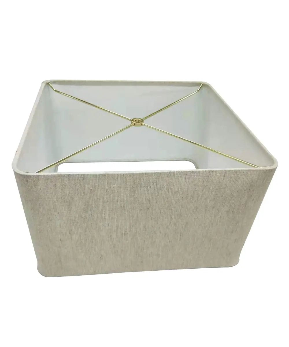 Square Lamp Shade | Rounded Corner Square | Textured Oatmeal Fabric | 16x16x10