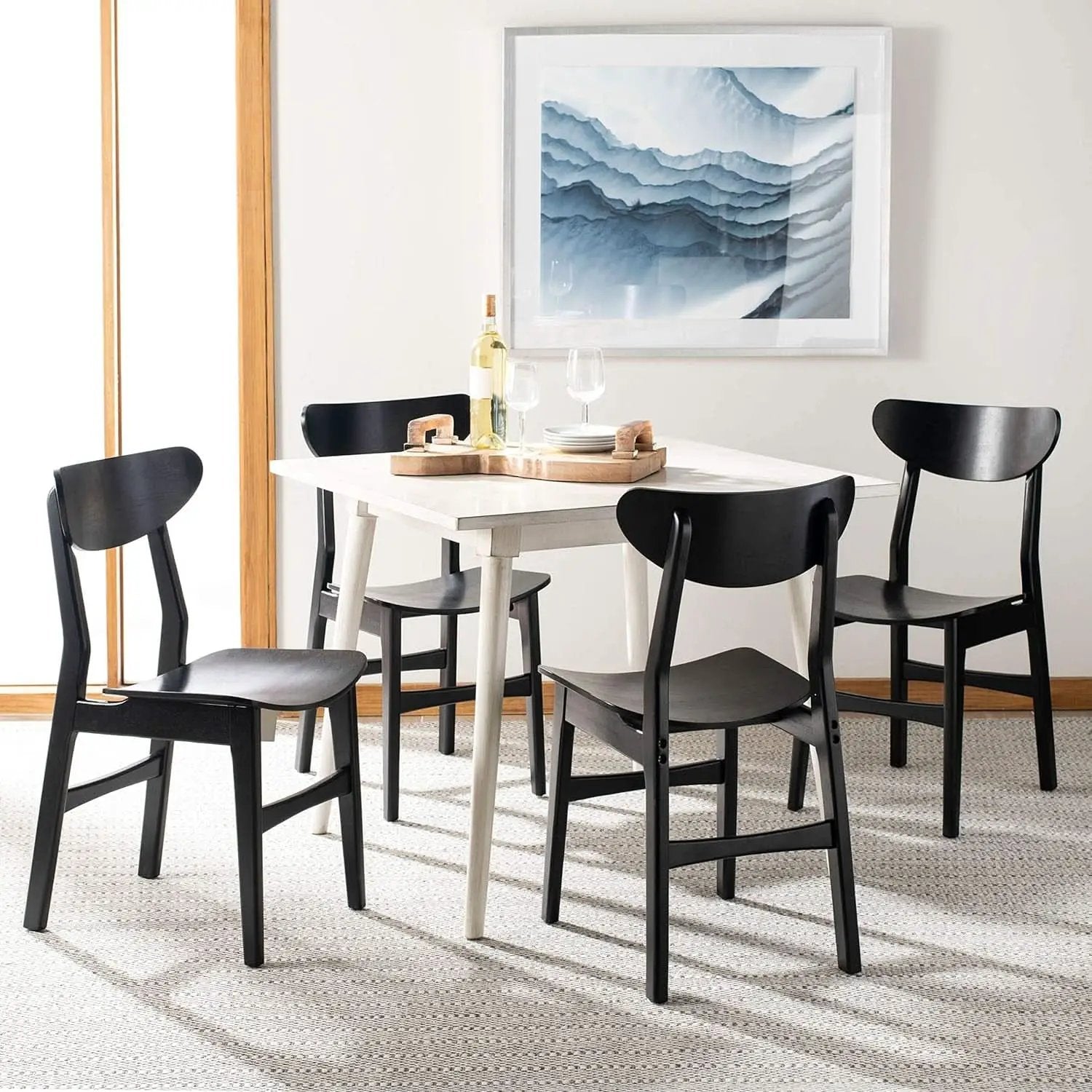 Retro Black Wood Dining Chair Set Of 2 For Home Dining from PriceLows™