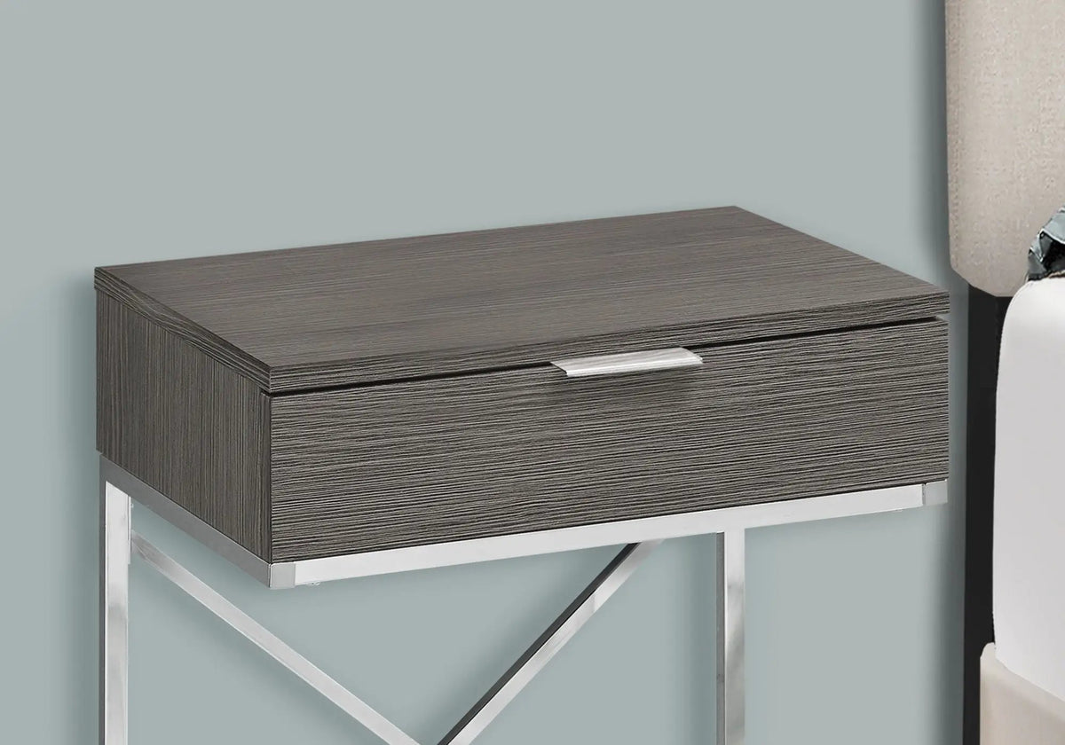 Accent Side Table | Spacious Tabletop | Storage Drawer | Metal Frame