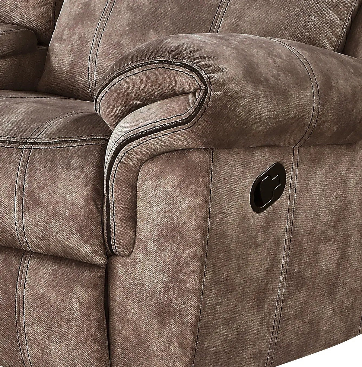 Zubaida Recliner Loveseat | Two-Tone Upholstery | USB Port Console | Glider Motion Reclining