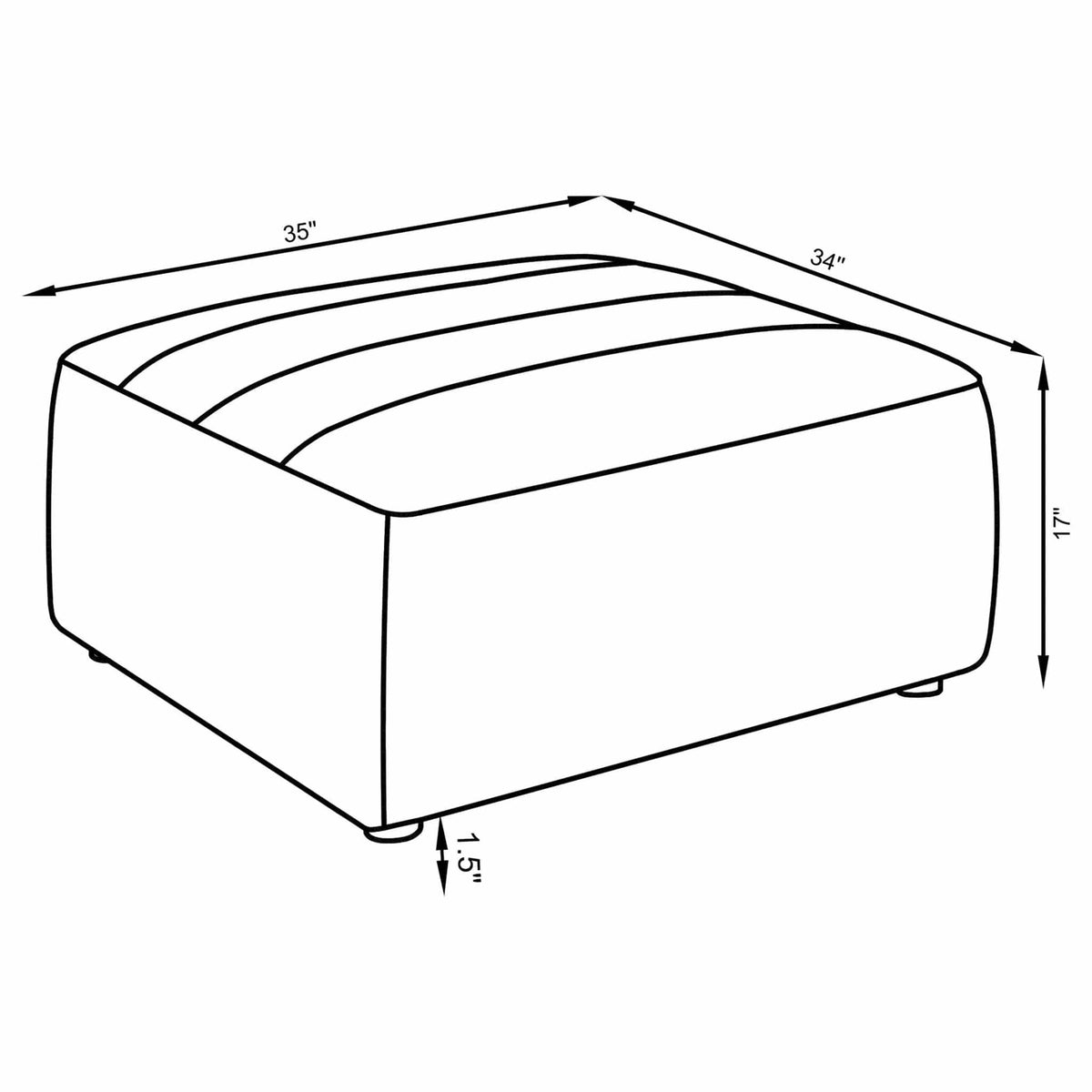 Sunny Square Upholstered Ottoman Dark | 35 x 34 x 17 in | Living Room Furniture | Charcoal
