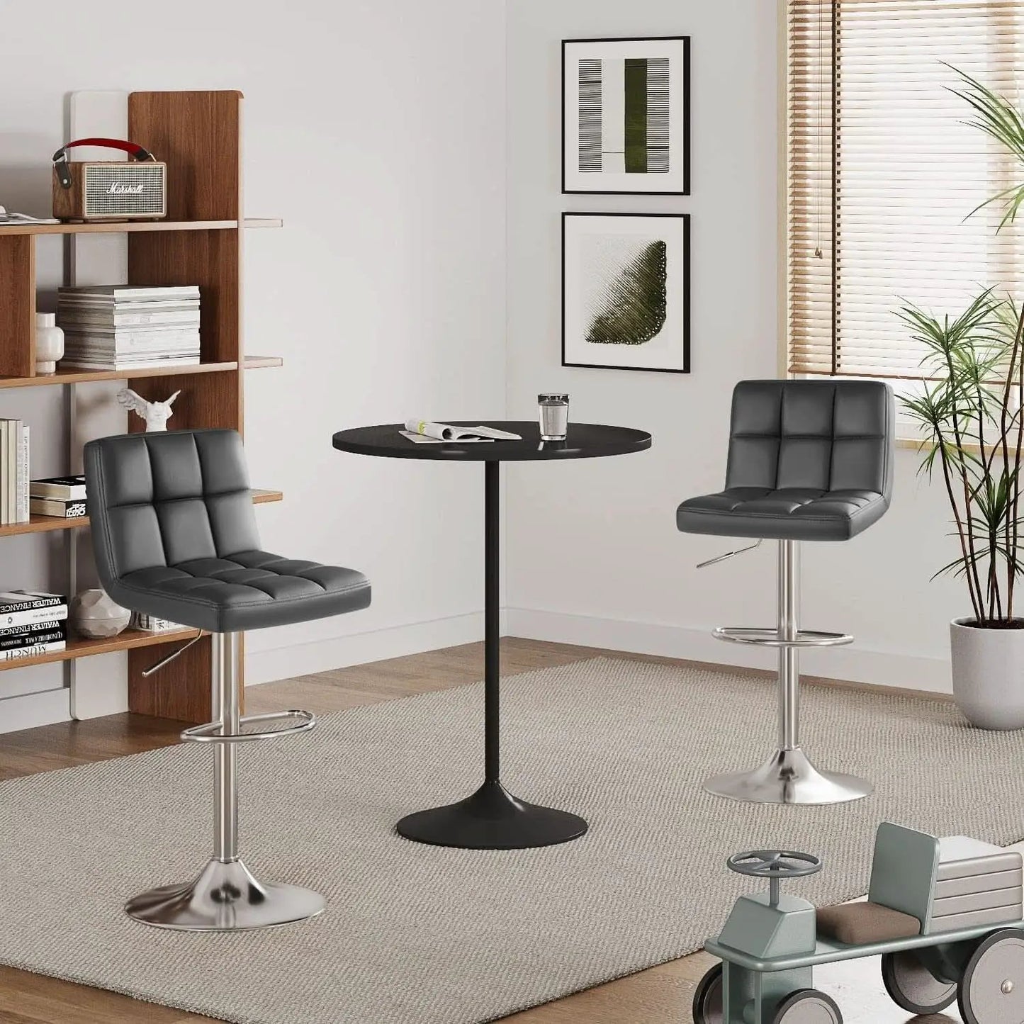 Bar Stools Gray Adjustable Swivel Counter Height 2 Pack from PriceLows™