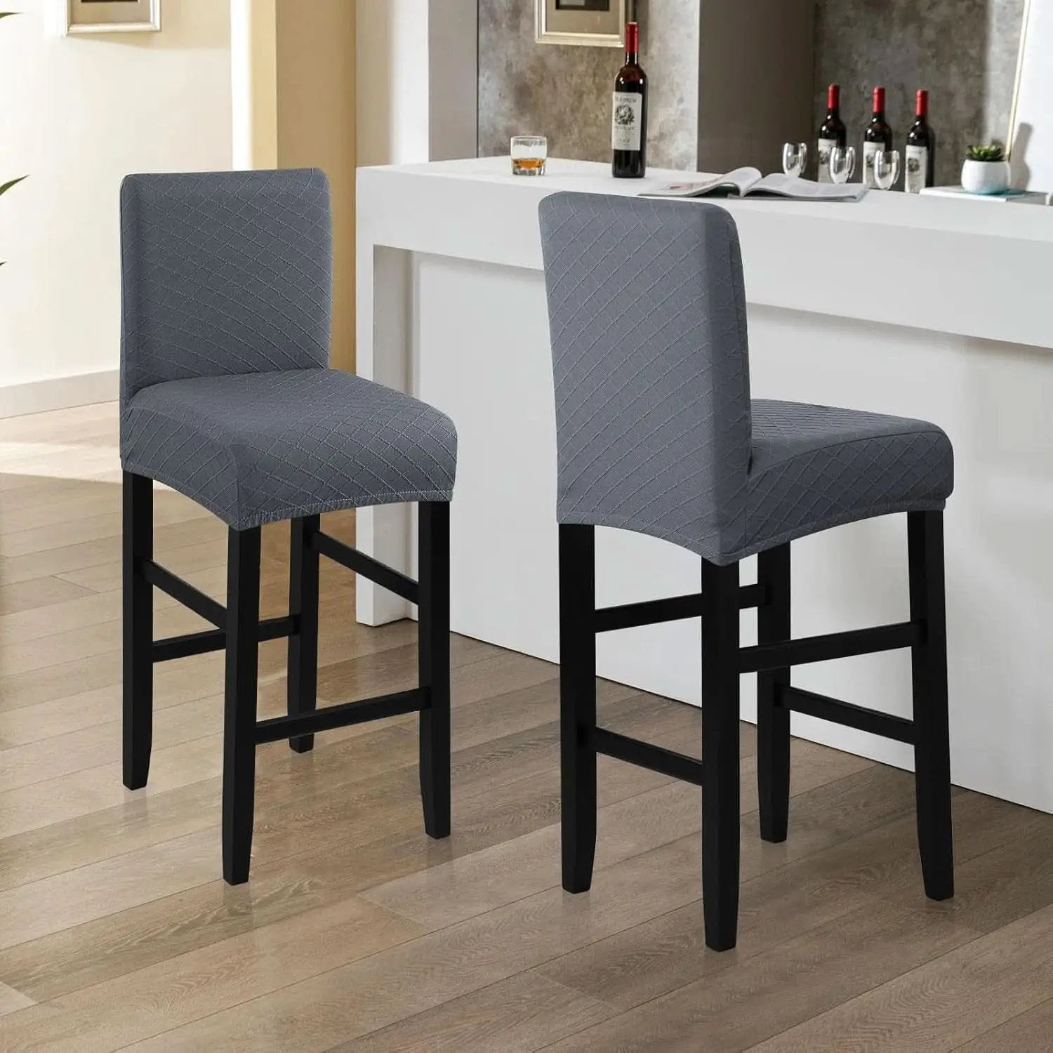 Waterproof Bar Stool Covers Grey Slipcovers 4 Pack Set from PriceLows™