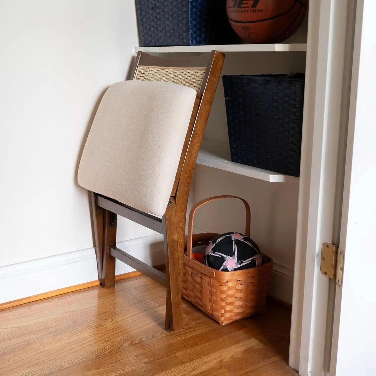 Kasi Brown Natural Rattan Cane Foldable Dining Side Chair from PriceLows™