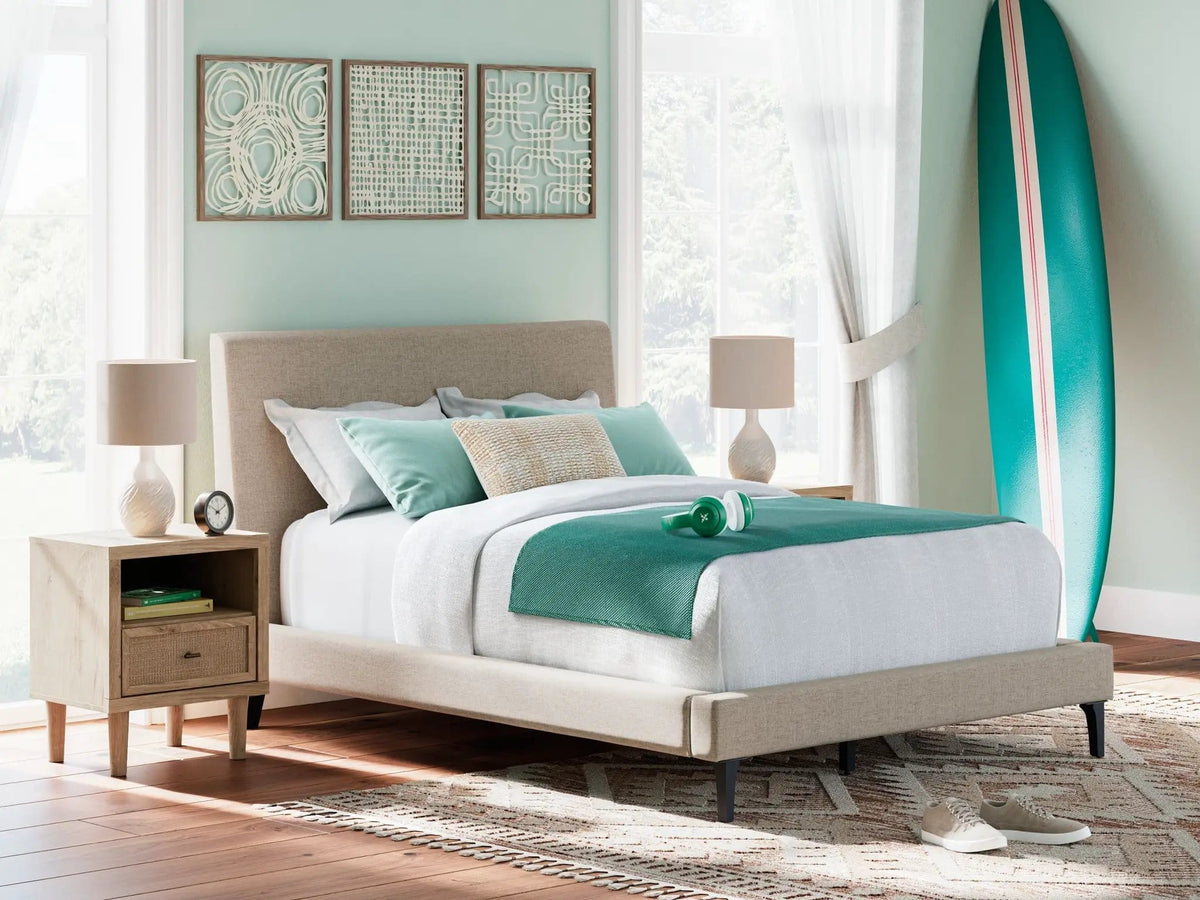 Cielden Upholstered Bed With Roll Slats | 4 Pieces | Fabric | Bedroom