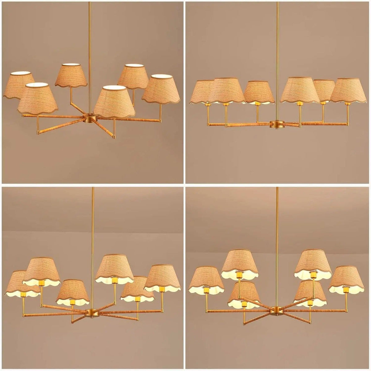39 Inch Boho Rattan Chandelier Pendant Light 6 Lights from PriceLows™