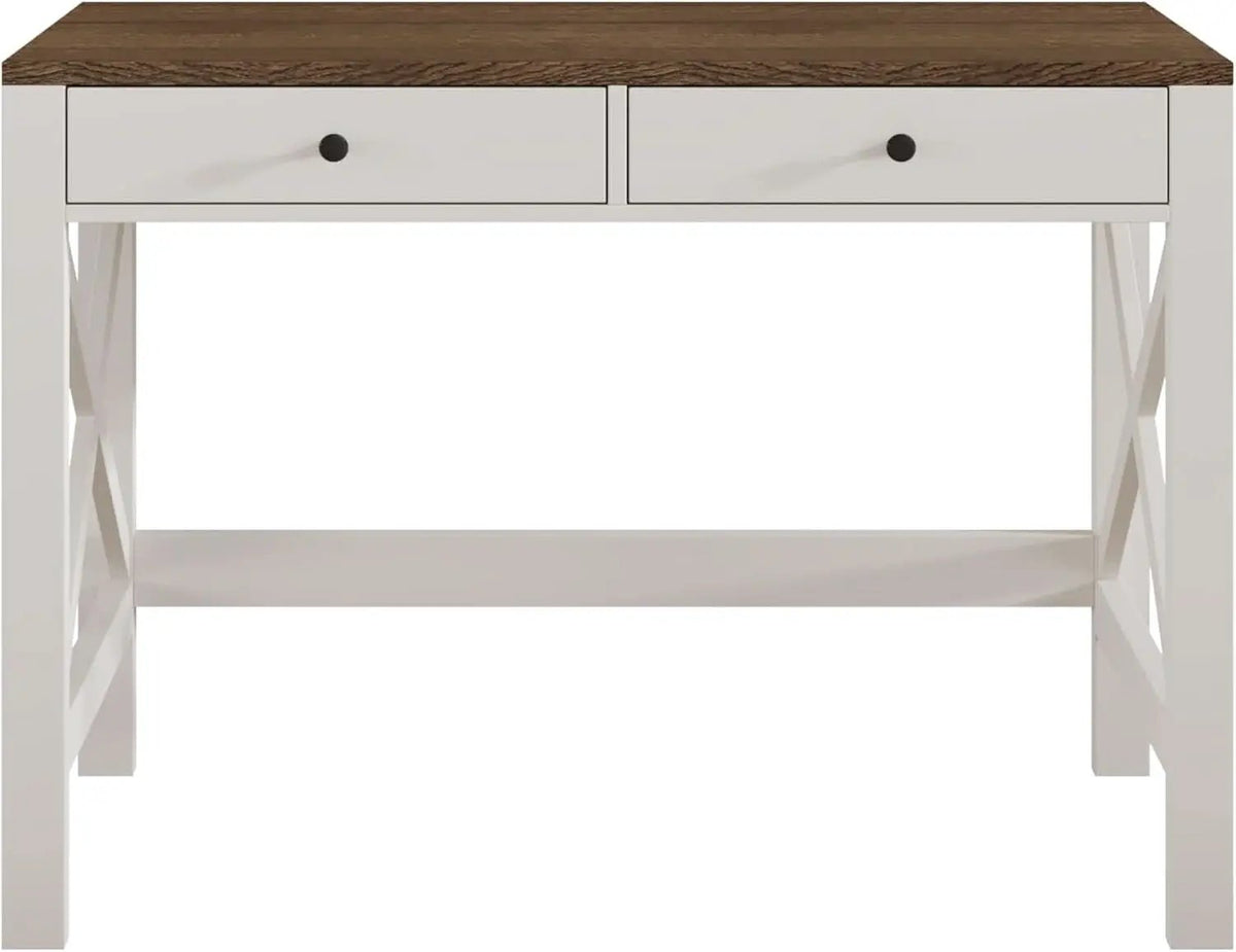 39 Inch Farmhouse Computer Desk With Drawers And X Frame from PriceLows™
