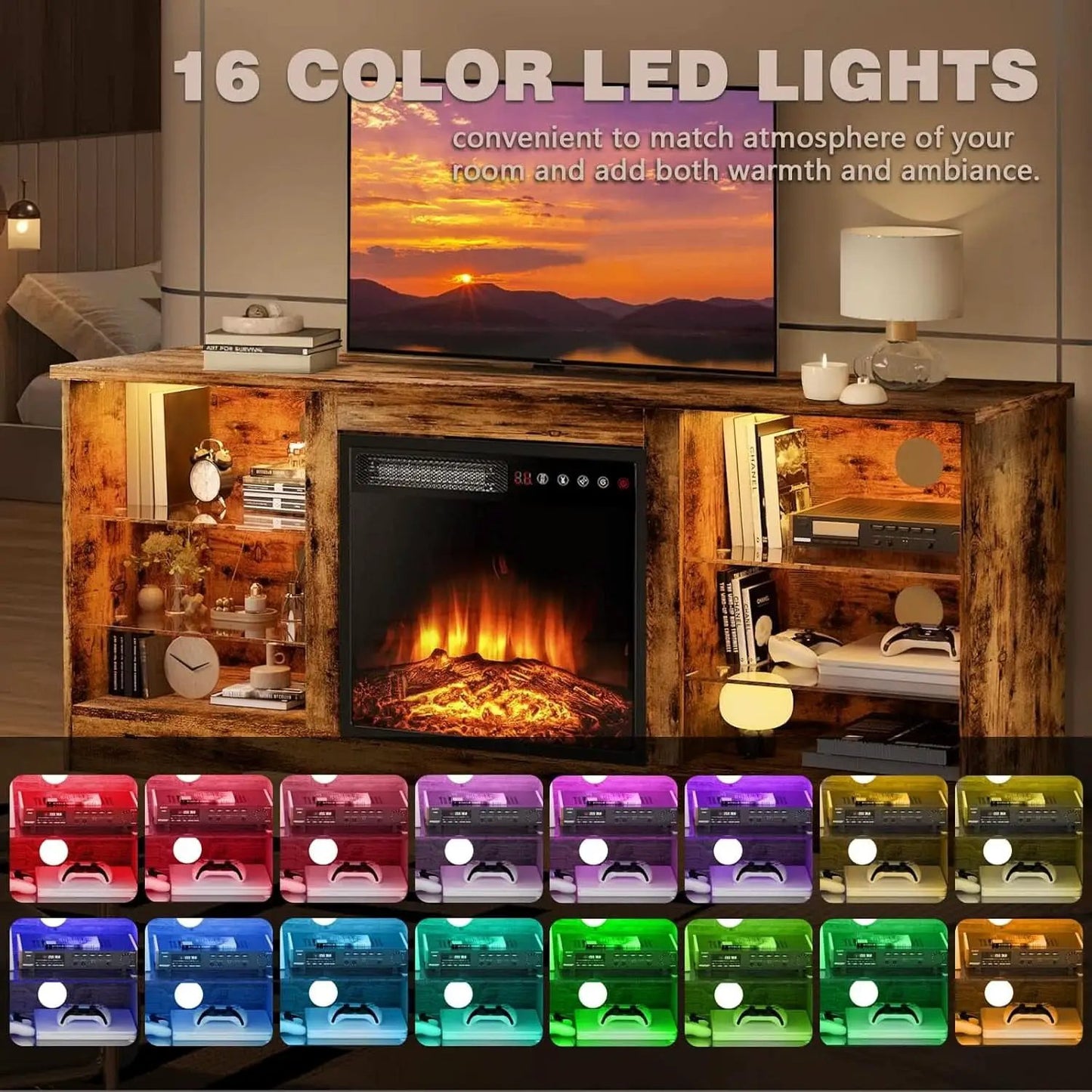 58 Inch Electric Fireplace TV Stand For 65 Inch Televisions from PriceLows™