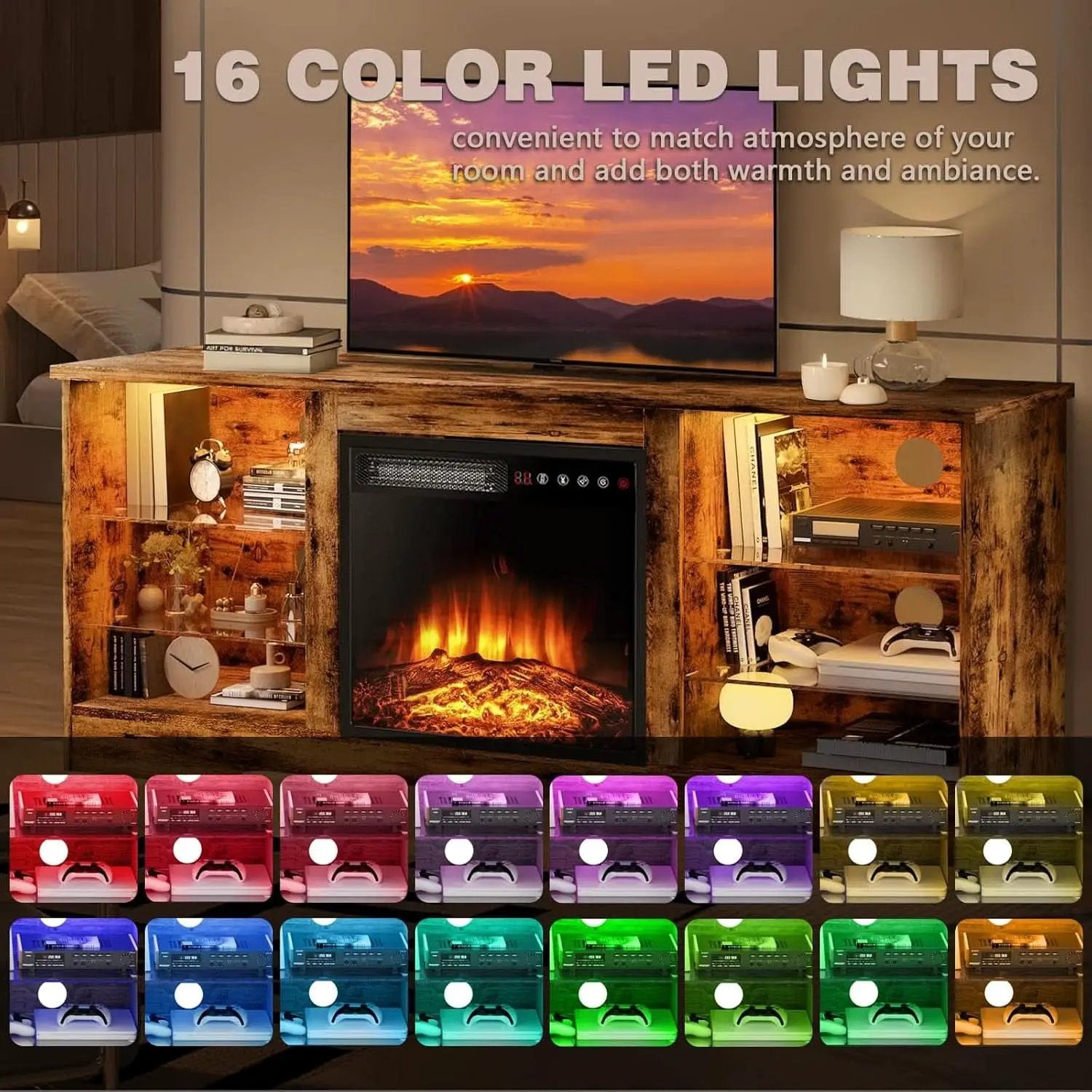 58 Inch Electric Fireplace TV Stand For 65 Inch Televisions from PriceLows™