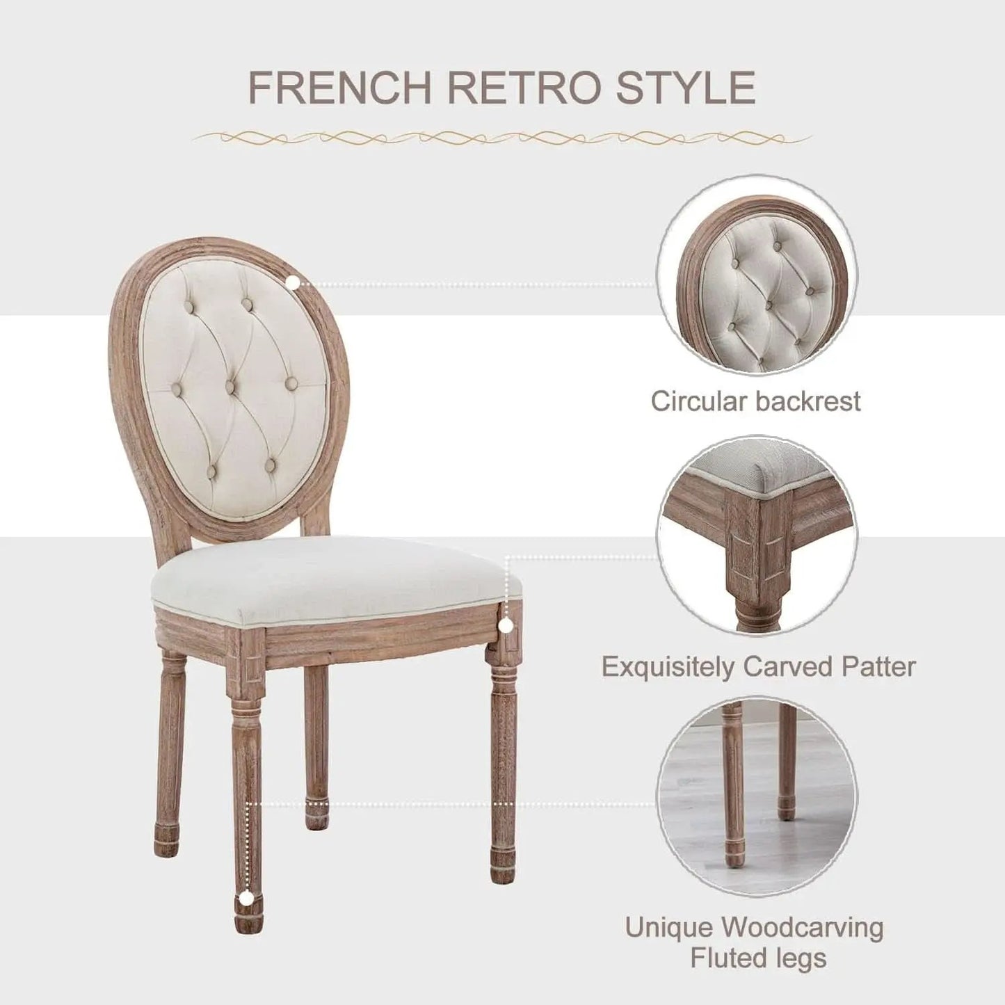 French Country Dining Chairs Set Of 4 Louis Style With Curved Backrest from PriceLows™