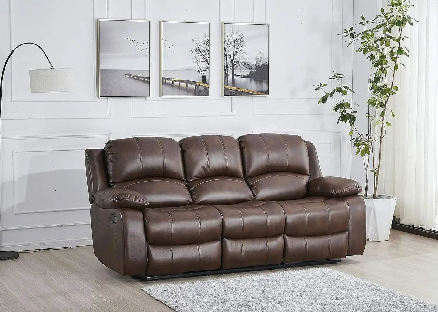 Brown Faux Leather Sofa and Loveseat Set Two Piece from PriceLows™