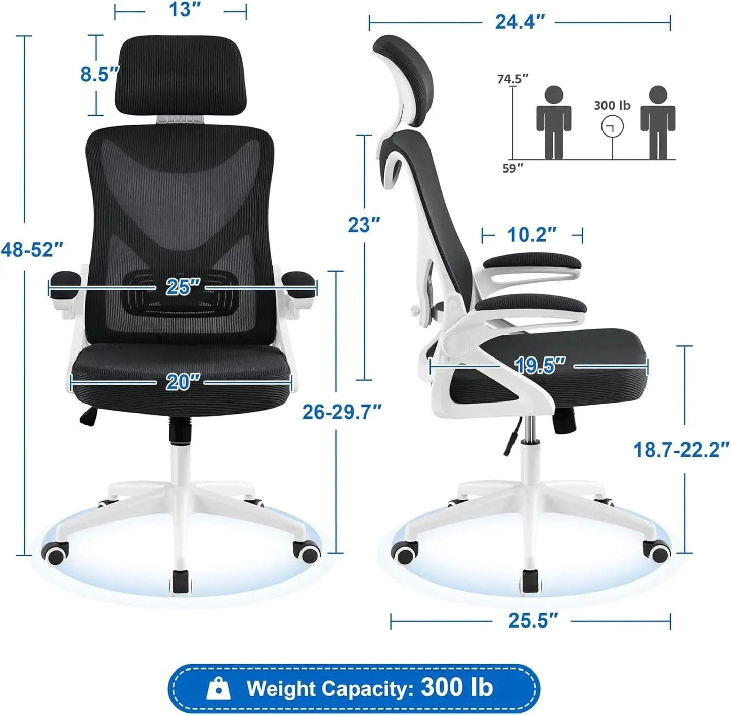 Ergonomic Mesh Office Chair High Back White And Black from PriceLows™