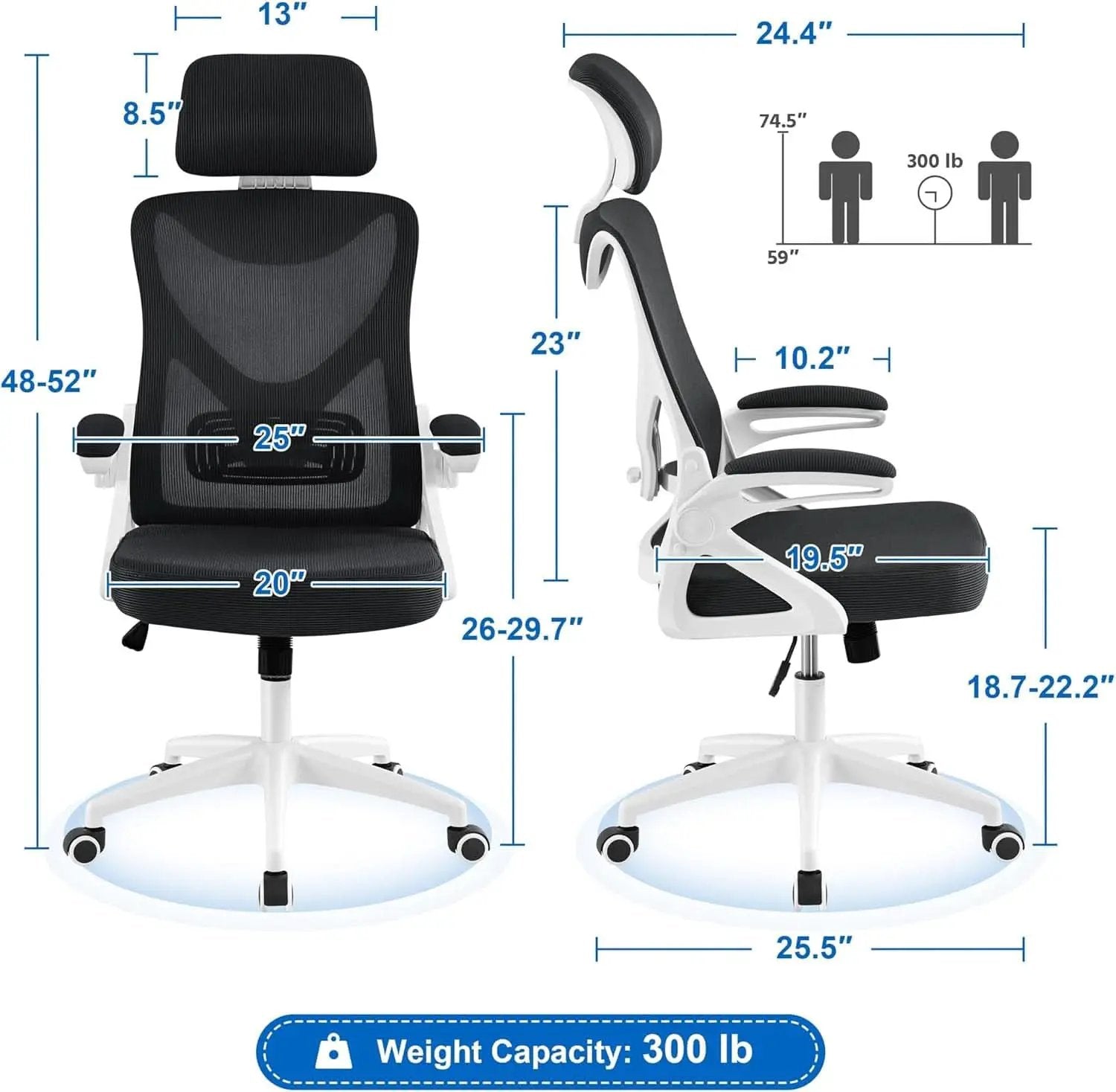 Ergonomic Mesh Office Chair High Back White And Black from PriceLows™