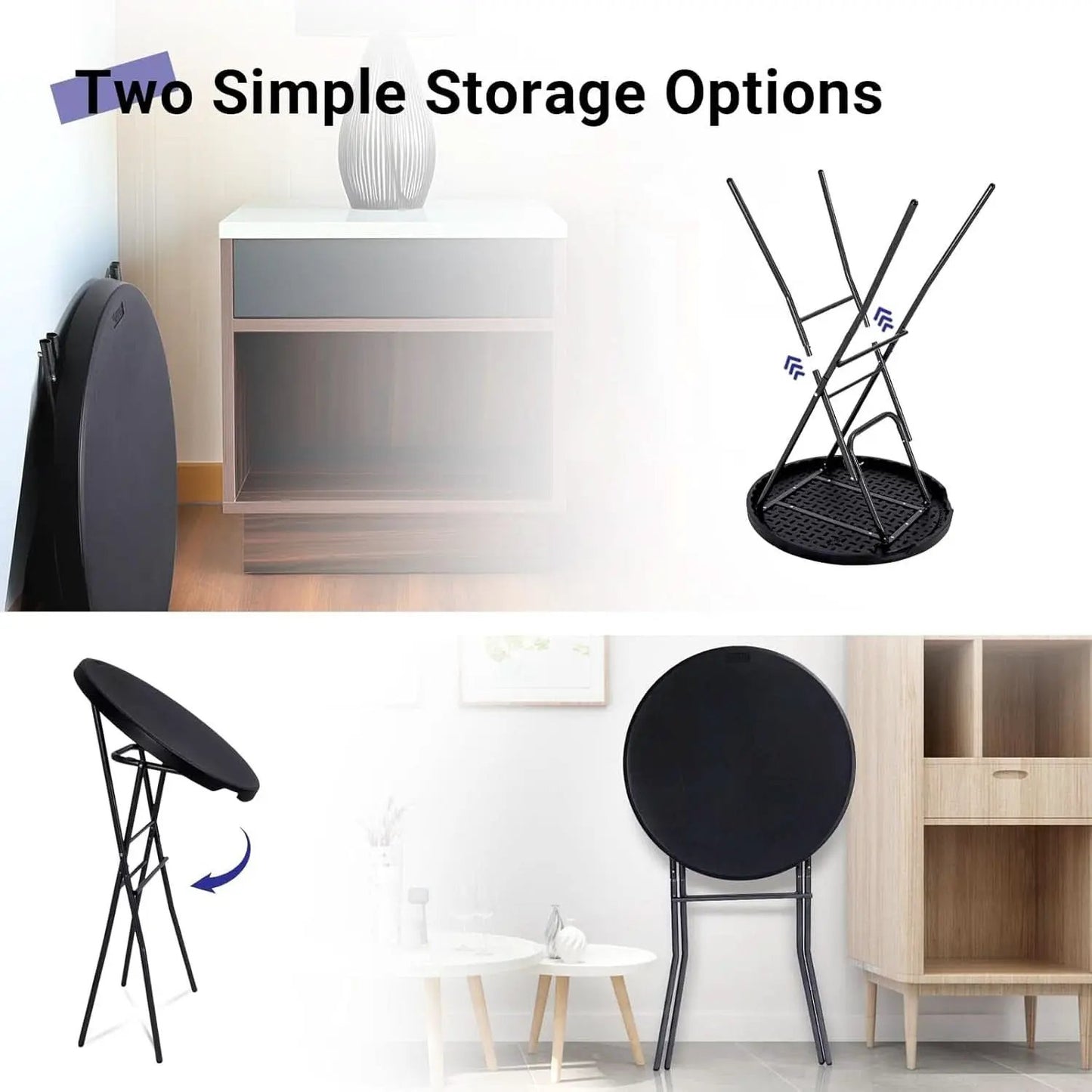 Black Twenty EightIn High Top Foldable Removable Locking Legs Cocktail Table from PriceLows™