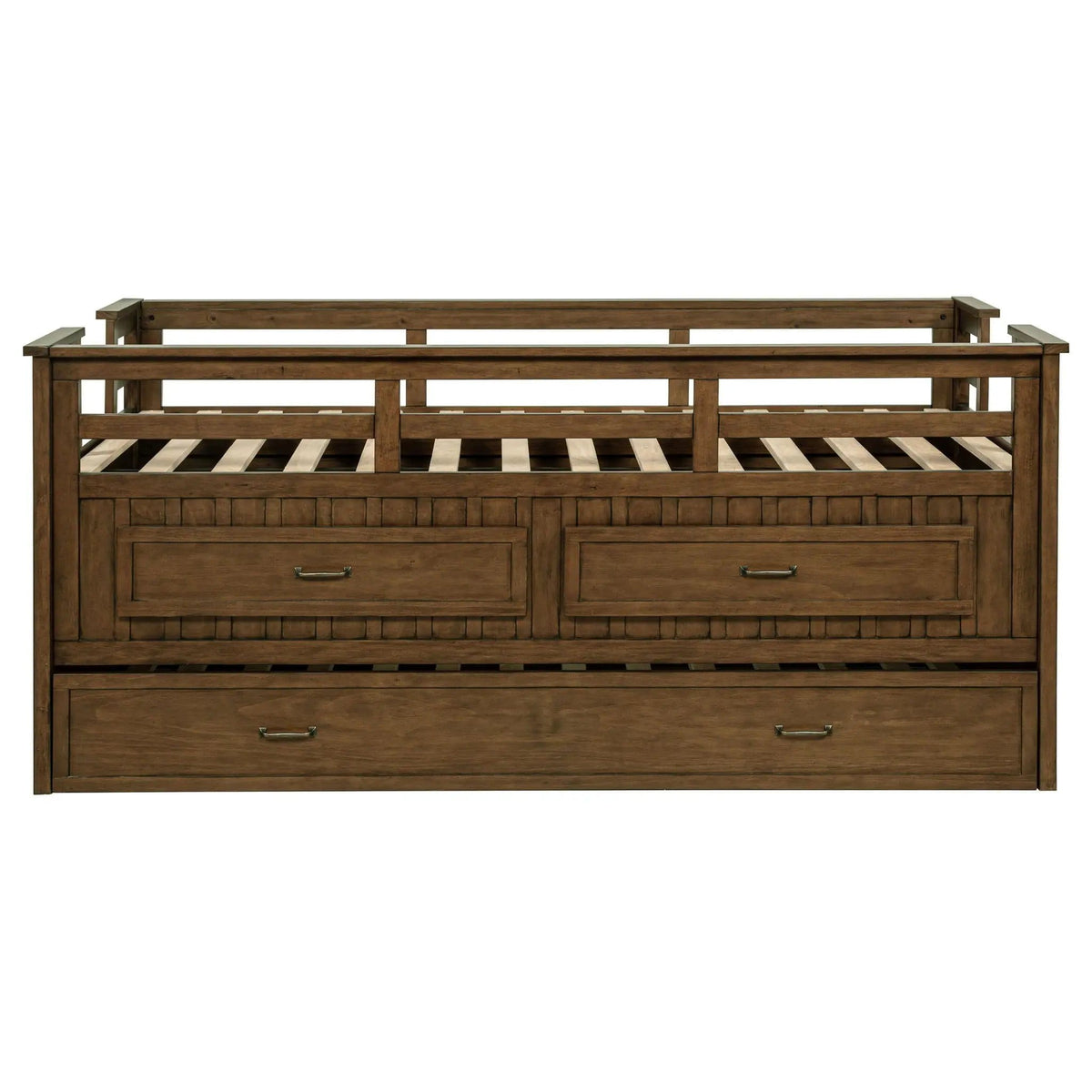 Carlsbad Wood Twin Captains Bed With Trundle Medium | 83.5 x 44.75 x 36.25 in | Pine Wood & Mdf | Brown