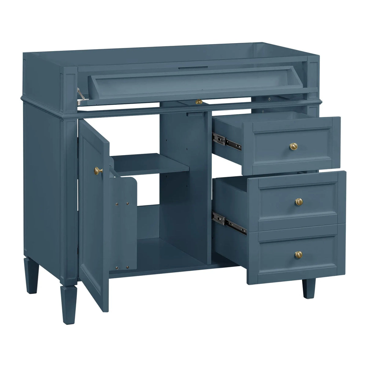 Bathroom Vanity | 3 Drawers | Blue Finish | Tip Out