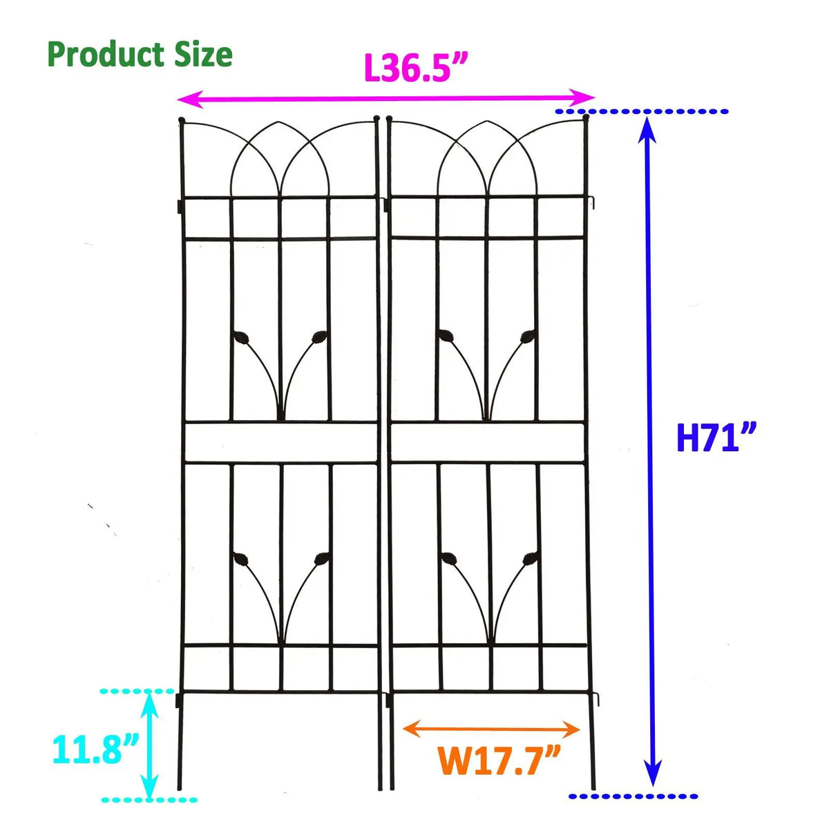 Metal Garden Trellis | Rustproof | 36.5 Inch Width | 71 Inch Height