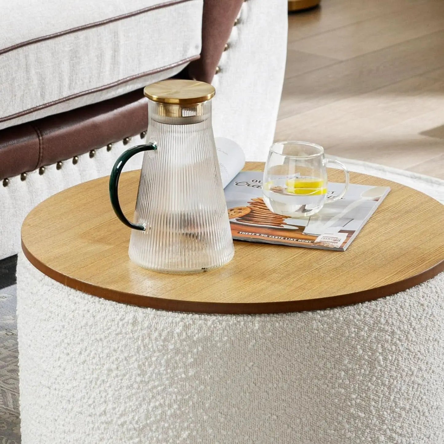 21 Inch Round Ottoman With Ample Storage Compartment from PriceLows™