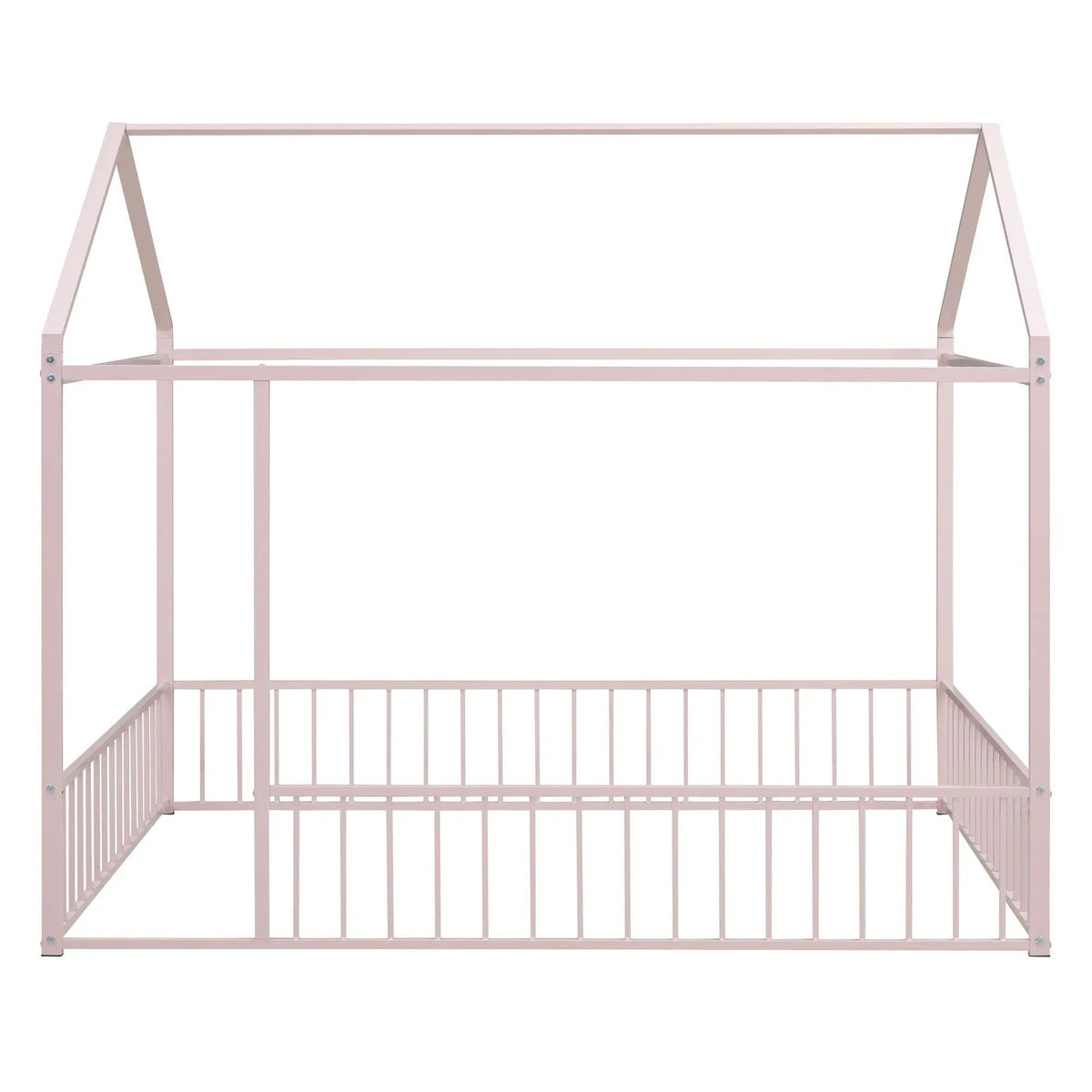 Kids Metal Bed Frame | Roof And Side Fence | Semi Enclosed Space | Three Colors