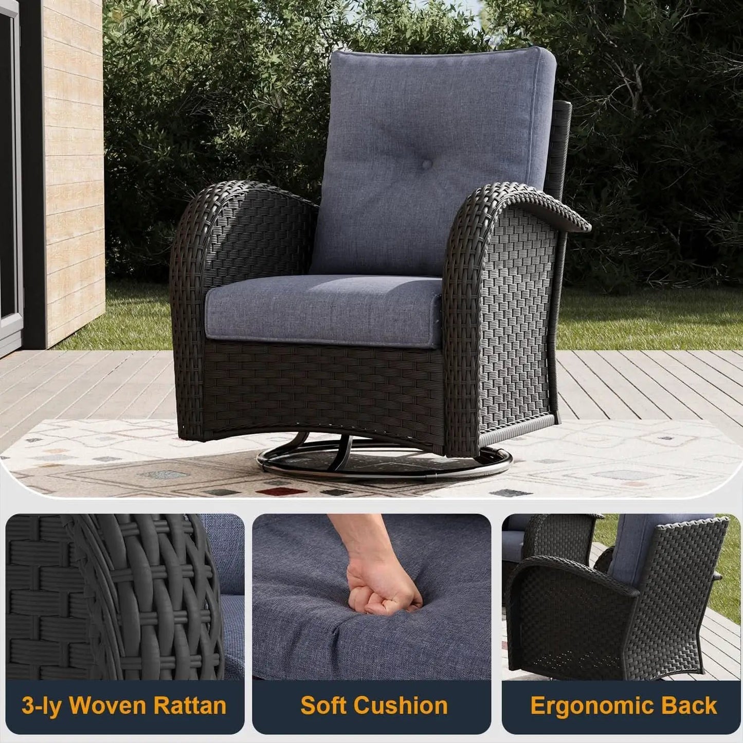 Outdoor Patio Furniture Set With Fire Pit Table 10 Piece Wicker Swivel Rocker from PriceLows™