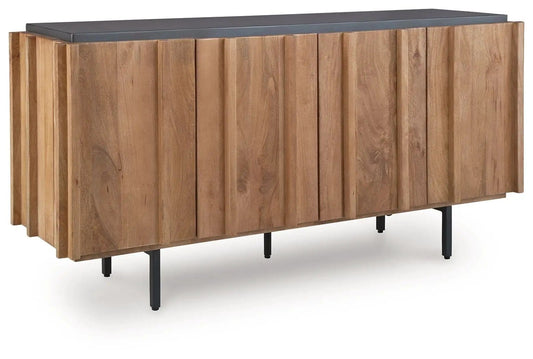 Quintavious Accent Cabinet | 66 x 18 x 33.63 in | Mango Wood & Metal | Brown / Charcoal