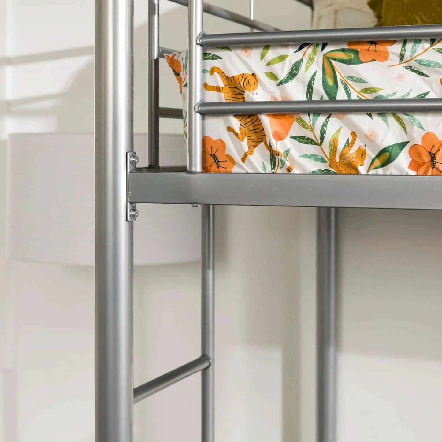 Silver Metal Industrial Twin Over Loft Bunk Bed With Ladder from PriceLows™