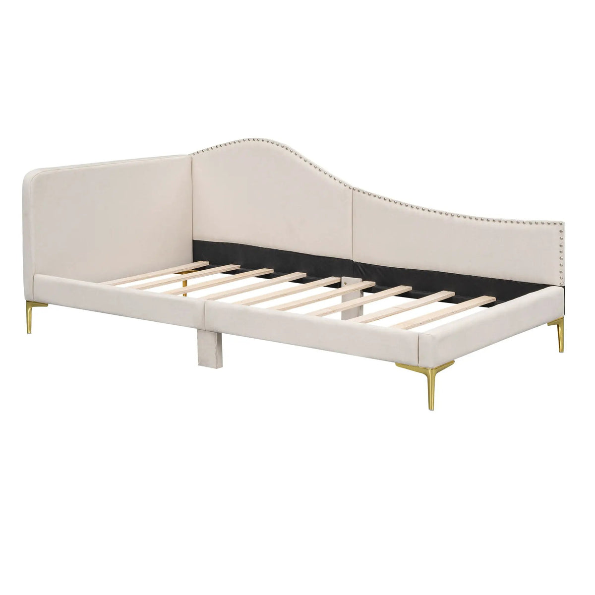 Upholstered Daybed | Headboard And Armrest | Support Legs | 80.5 Inch Length