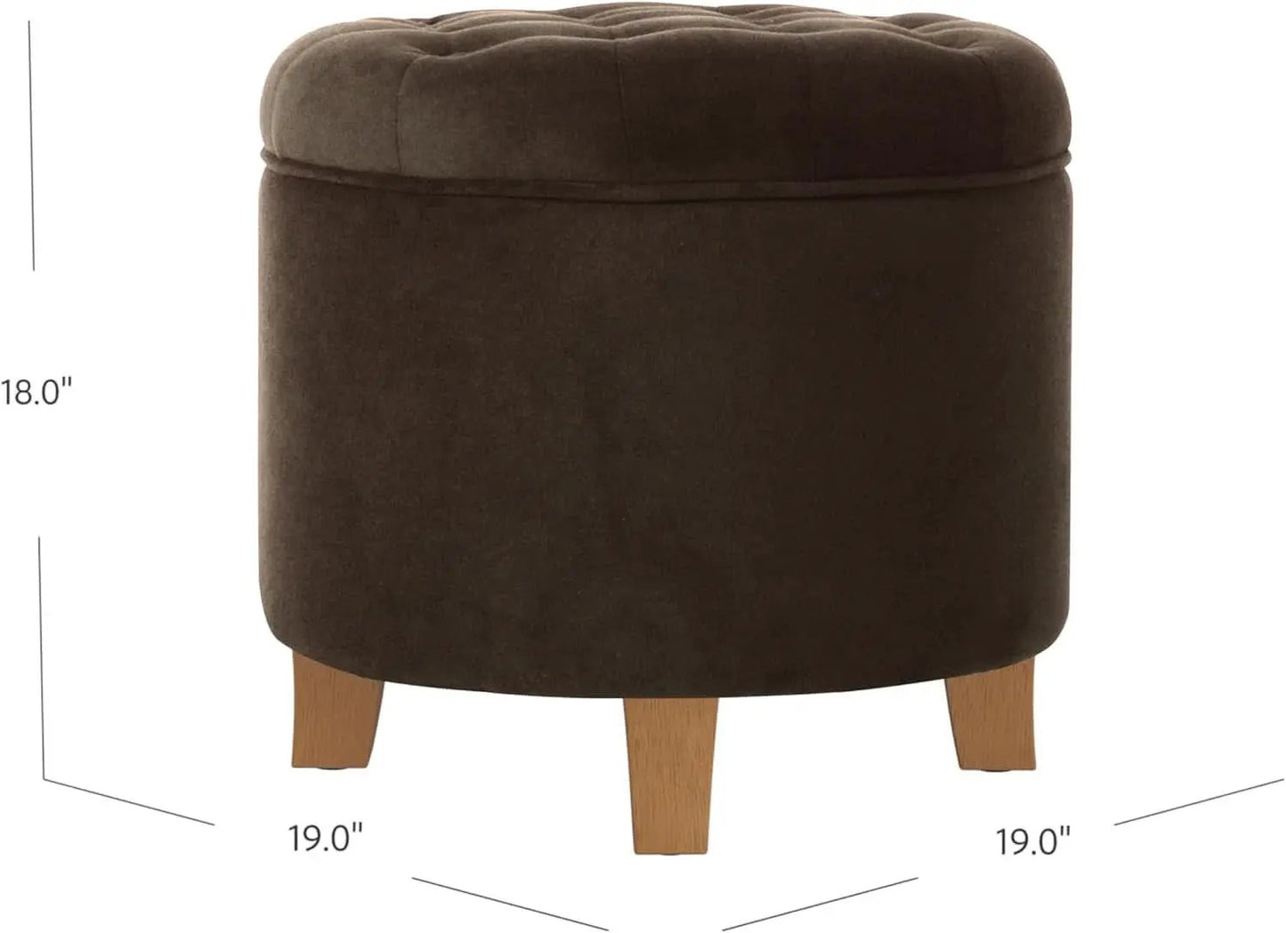 Brown Velvet Upholstered Ottoman With Concealed Storage from PriceLows™