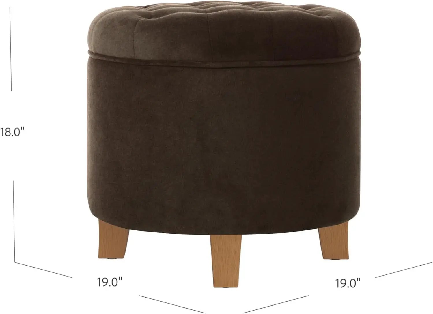 Brown Velvet Upholstered Ottoman With Concealed Storage from PriceLows™